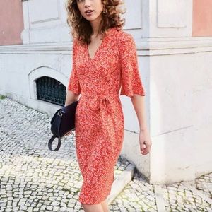 NWT Boden Ines Dress Red Pop Olive Branch 10